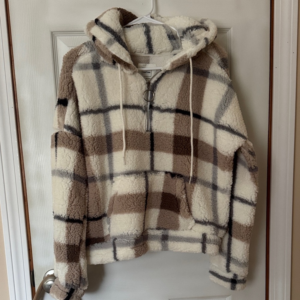 Reflex Plaid Sherpa Hoodie size small